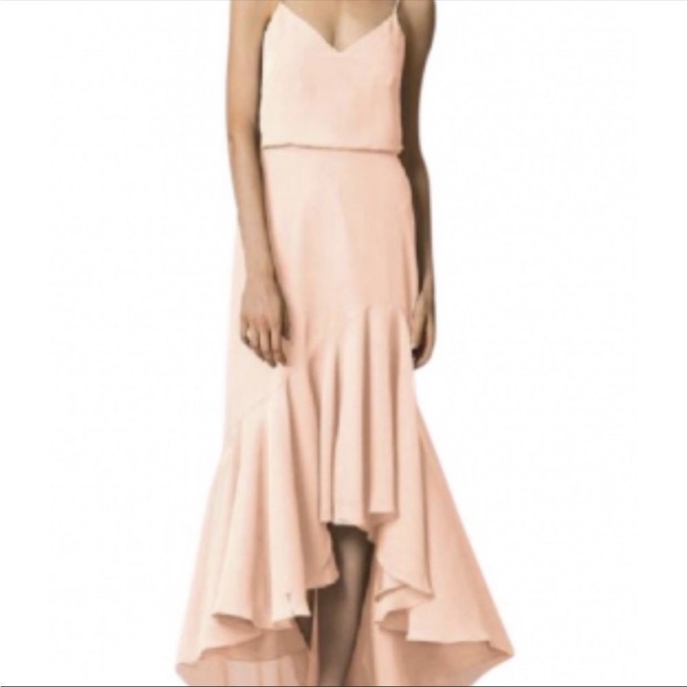 Jenny yoo bridesmaid dress in blush with chiffon material
